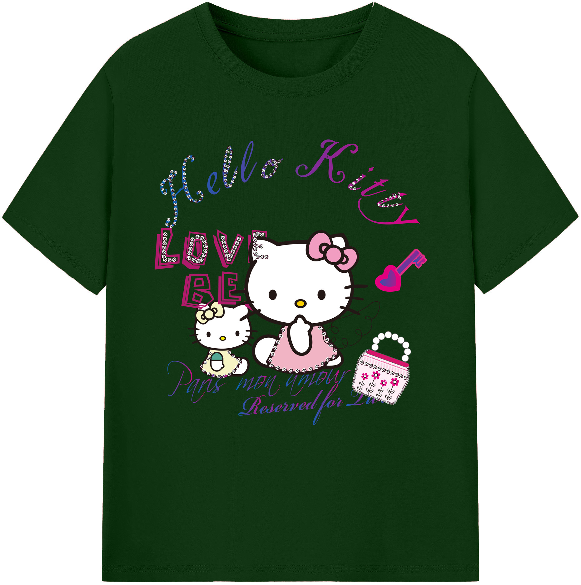 （画像用） Hello Kitty ハローキティ 綿100％半袖Tシャツ（フロントプリント）